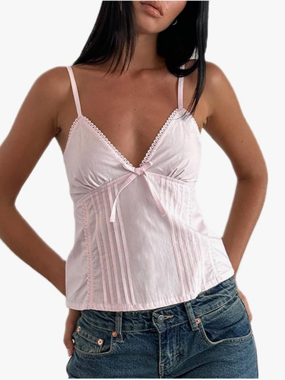 Amazon Pink Lace-Trim Cotton Camisole